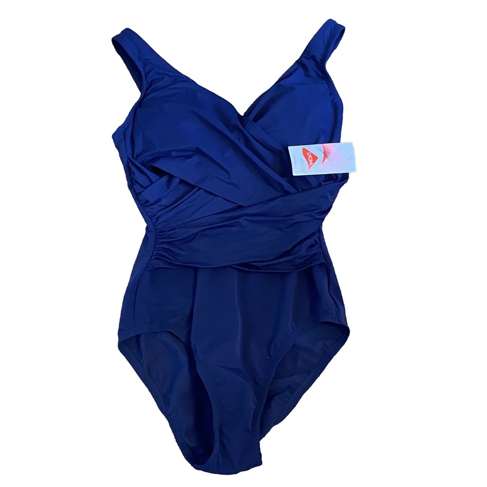 Lands End One Piece Solid Blue Swim Bathing Suit Women's Sz 6 NWT Padded‎ D